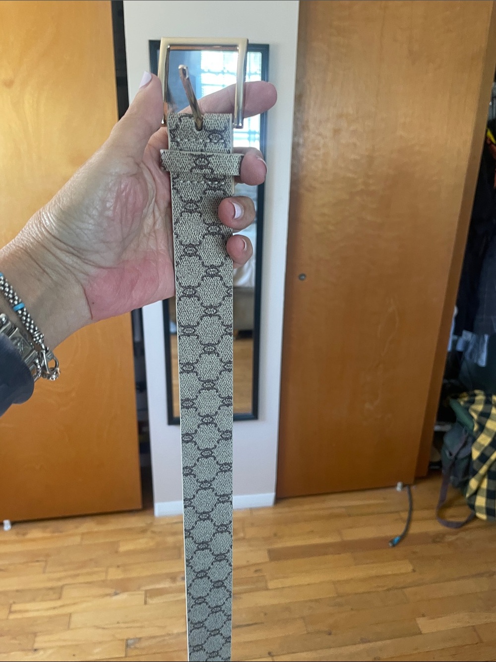 Beige and brown  belt
